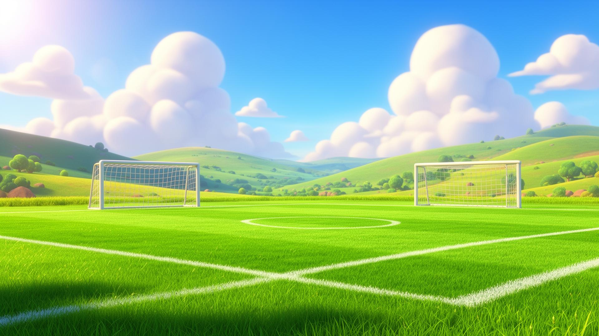 Sunny cartoon soccer field